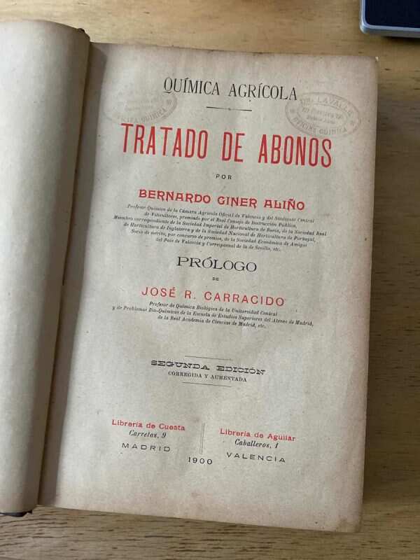 Tratado De Abonos. Quimica Agricola - Giner Aliño, B. (B5)