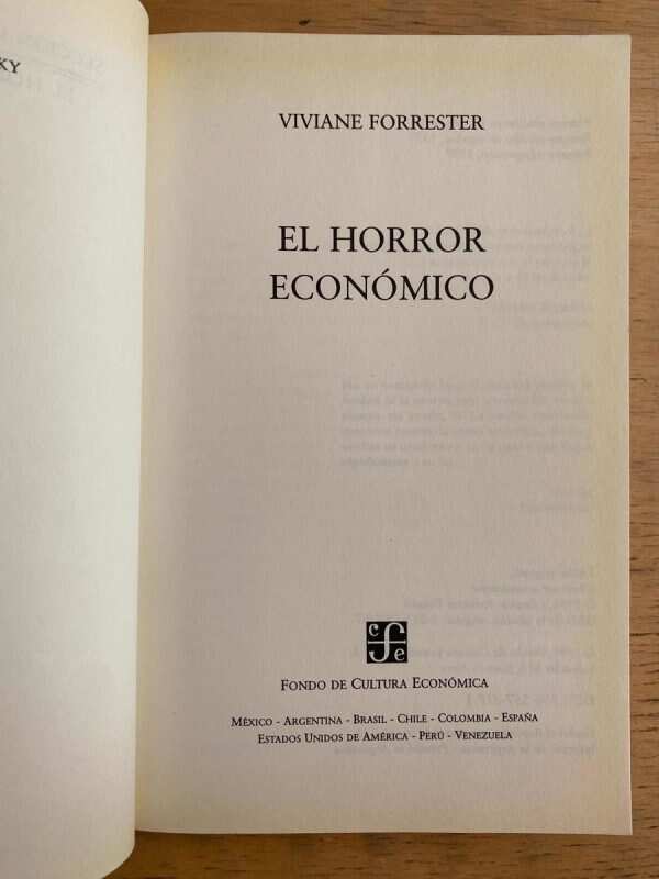 El Honor Economico - Forrester, Viviane (j1) - Image 2