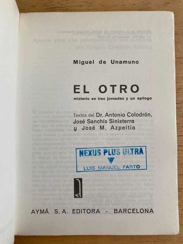 El Otro - De Unamuno, Miguel (k3) - Image 2