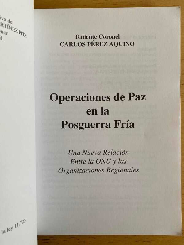 Operaciones De Paz En La Posguerra Fria - Perez Aquino (j5) - Image 2